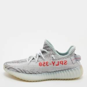 Pre Owned Yeezy x Adidas Light Blue Cotton Knit Boost 350 V2 Blue Tint Sneakers Size 41 1/3