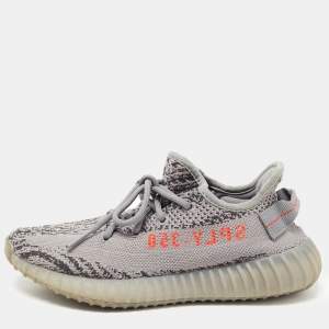 Pre Owned Yeezy x Adidas Grey Knit Fabric Boost 350 V2 Beluga Sneakers Size 37 1/3