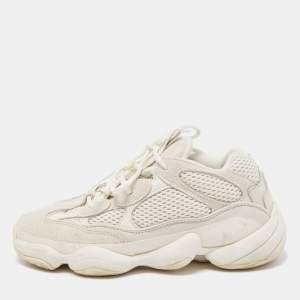 Pre Owned Yeezy x Adidas White Suede and Mesh 500 Bone White Sneakers Size 38 2/3