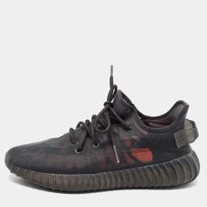 Pre Owned Yeezy x Adidas Black Mesh Boost 350 V2 Mono Cinder Sneakers Size 42