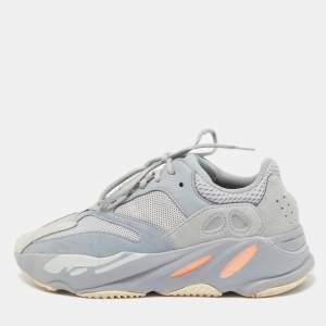 Pre Owned Yeezy x Adidas Blue/Grey Mesh and Suede Boost 700 Inertia Sneakers Size 43 1/3