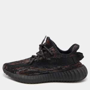 Pre Owned Yeezy x Adidas Black/Brown Knit Fabric Boost 350 V2 Mx-Rock Sneakers Size 40 2/3