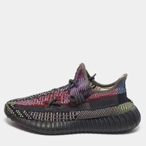 Pre Owned Yeezy x Adidas Black Knit Fabric Boost 350 V2 Yecheil Sneakers Size 40 2/3
