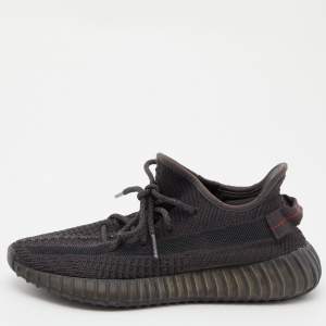 Pre Owned Yeezy x Adidas Black Knit Fabric Boost 350 V2 Static Sneakers Size 39 1/3