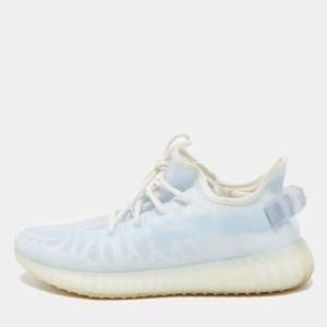 Pre Owned Yeezy x Adidas Light Blue Mesh Boost 350 V2 Mono Ice Sneakers Size 46 2/3