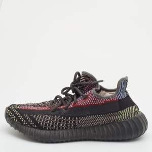 Pre Owned Adidas Yeezy Boost Black Knit Fabric 350 V2 Yecheil (Non-Reflective) Sneakers Size 38 2/3