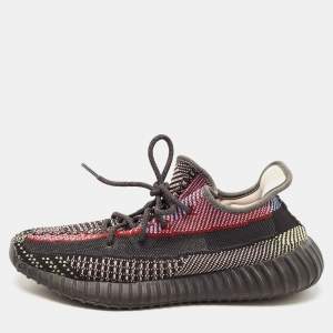 Pre Owned Yeezy x Adidas Black Knit Fabric Boost 350 V2 Yecheil Sneakers Size 44