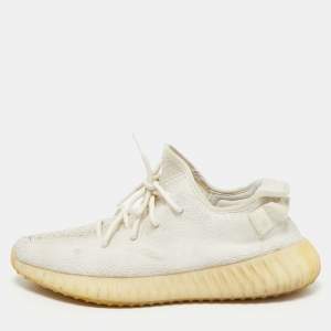 Yeezy x Adidas White Knit Fabric Boost 350 V2 Triple White Sneakers Size 44