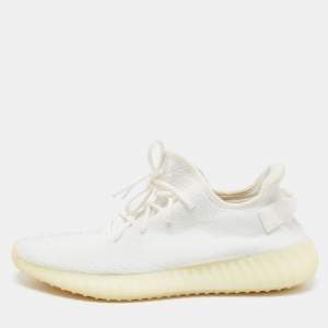 Yeezy x adidas  White Knit Fabric Boost 350 V2 Sneakers Size 46 2/3