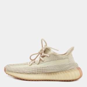 Pre Owned Yeezy x Adidas Two Tone Knit Fabric Boost 350 V2 Citrin Sneakers Size 41 1/3