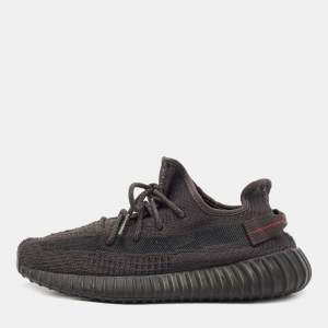 Pre Owned Yeezy x Adidas Black Knit Fabric Boost-350-V2-onyx Sneakers Size 42 1/3