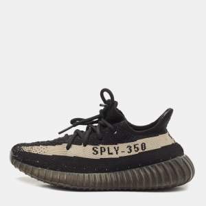 Pre Owned Yeezy x Adidas Black/Grey Knit Fabric Boost 350 V2 Oreo Sneakers Size 38 2/3 