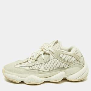 Pre Owned Yeezy x Adidas White Suede and Mesh Yeezy 500 Bone White Sneakers Size 38