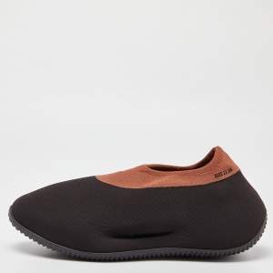 Pre Owned Yeezy x Adidas Brown Knit Fabric RNR Stone Carbon Sneakers Size 45 1/3