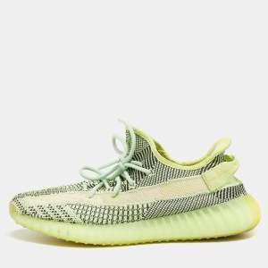 Pre Owned Yeezy x Adidas Neon Green Knit Fabric Boost 350 V2 Yeezreel (Non Reflective) Sneakers Size 44 2/3