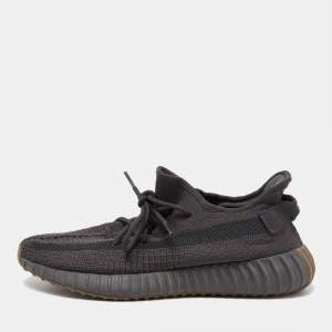 Pre Owned Yeezy x Adidas Black Knit  Fabric Boost 350 V2 Sneakers Size 44