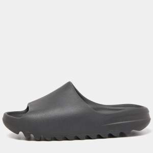 Yeezy x Adidas Black Rubber Onyx Flat Slides Size 43