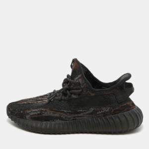Pre Owned Yeezy x Adidas Black/Brown Knit Fabric Boost 350 V2 MX Rock Sneakers Size 47 1/3