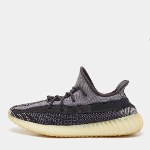 Pre Owned Yeezy x Adidas Black Knit Fabric Boost 350 V2 Carbon Sneakers Size 47 1/3