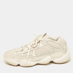 Pre Owned Yeezy x Adidas White Mesh and Suede 500 Bone White Sneakers Size 42