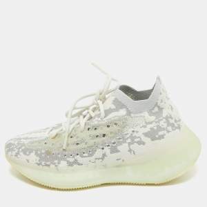 Pre Owned Yeezy x Adidas Grey/White Knit Fabric Boost 380 Alien Sneakers Size 40