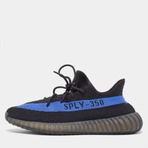 Pre Owned Yeezy x Adidas Black/Blue Knit Fabric Boost 350 v2vDazzling Blue Sneakers Size 44 2/3