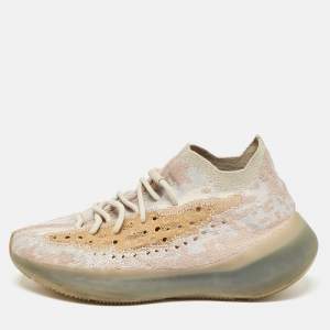 Pre Owned Yeezy x Adidas Grey/Brown Knit Fabric Boost 380 Pepper Sneakers Size 42 2/3