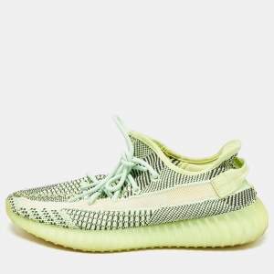 Yeezy x Adidas Neon Yellow Knit Fabric Boost 350 V2 Semi Frozen Yellow Sneakers Size 43 2/3