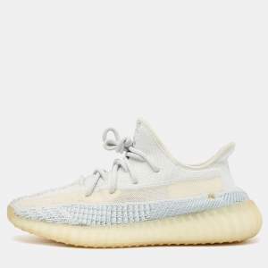 Yeezy x Adidas Blue/White Knit Fabric Boost 350 V2 Cloud White Non Reflective Sneakers Size 43 1/3  