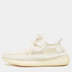 Yeezy x Adidas Off -White Knit Fabric Boost 350 V2 Bone Sneakers Size 45 1/3