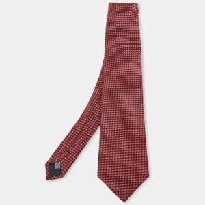 Yves Saint Laurent Red Jacquard Silk Classic Tie 