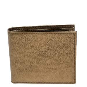 Yves Saint Laurent Gold Leather Bifold Wallet