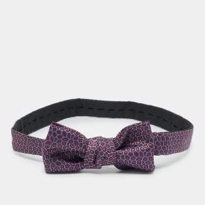 Pre Owned Yves Saint Laurent Purple Patterned Silk Bow Tie 
