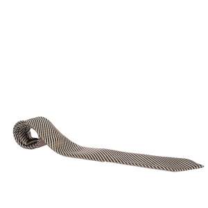 Yves Saint Laurent Light Brown Diagonal Striped Silk Jacquard Traditional Tie 