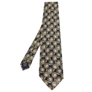 Yves Saint Laurent Black Rose Printed Silk Tie