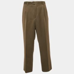 Yves Saint Laurent Vintage Khaki Green Wool Blend Trousers XL