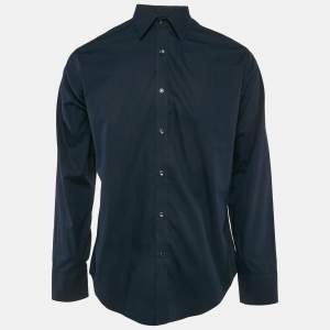 Yves Saint Laurent Blue Cotton Long Sleeve Shirt L