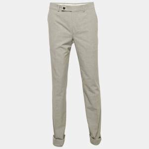 Yves Saint Laurent Grey Prince of Wales Crepe Formal Trousers M