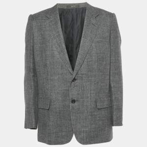 Yves Saint Laurent Grey Linen Blend Regular Fit Blazer L
