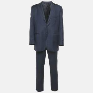 مملوكة مسبقًا Yves Saint Laurent Pour Homme Blue Wool Regular Fit Suit 4XL