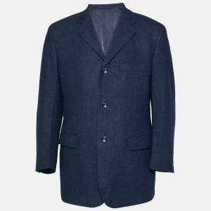 مملوكة مسبقًا Yves Saint Laurent Navy Blue Wool Blend Regular Fit Blazer L