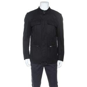 Yves Saint Laurent Paris Black Cotton Utility Jacket XL