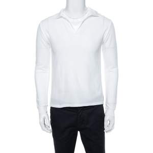 Yves Saint Laurent White Cotton Long Sleeve Polo T-Shirt XL