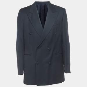 Yves Saint Laurent Navy Blue Wool Double Breasted Blazer L