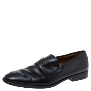 Yves Saint Laurent Black Leather Penny Loafers Size 43