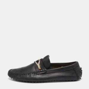 Yves Saint Laurent Black Leather Penny Loafers Size 44