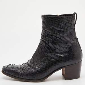 Yves Saint Laurent Paris Black Python Ankle Boots Size 41.5