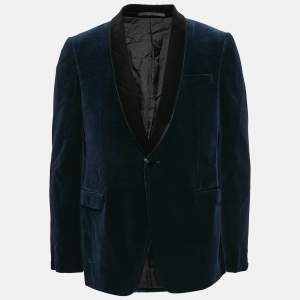 Z Zegna Blue Velvet Cotton Button Front Drop 8 Blazer XL