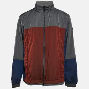 Z Zegna Multicolor Nylon Color-Block Zip-Up Hooded Jacket XL
