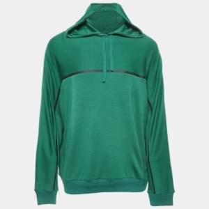 Z Zegna Techmerino Green Wool Jersey Hooded Sweatshirt XL 